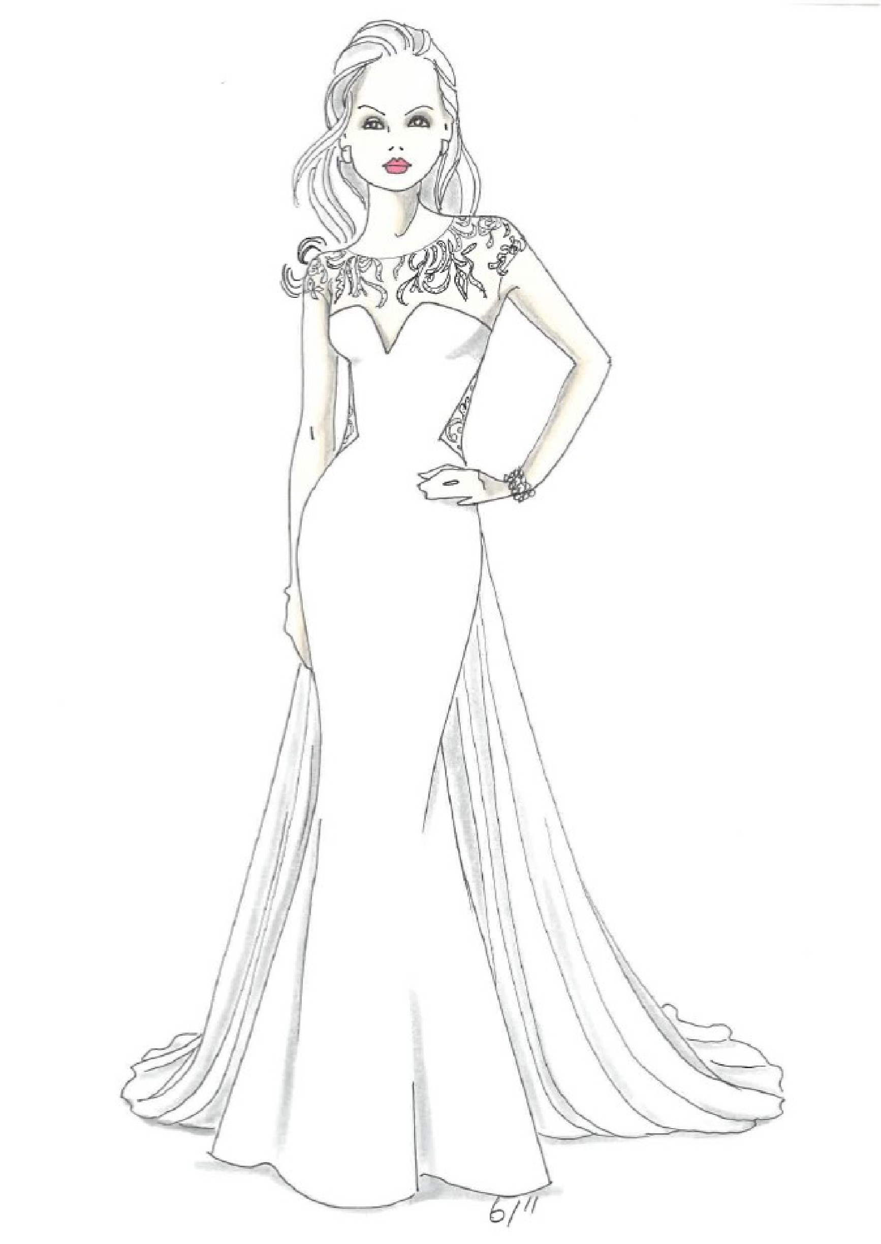 dress girl coloring pages - Clip Art Library